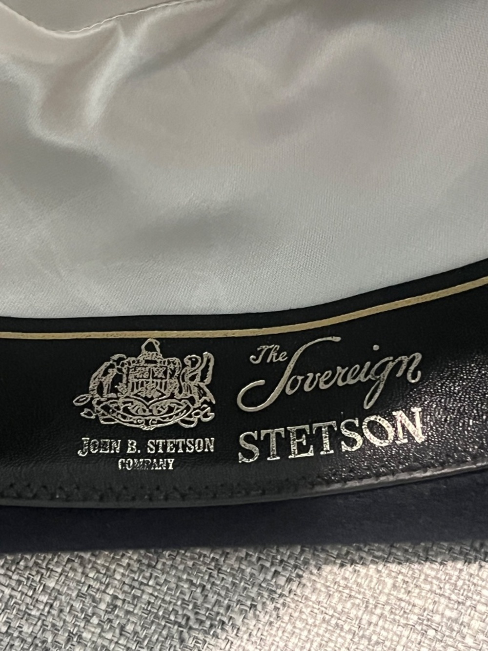 Stetson Sovereign Felt Hat Navy Blue Feather Band Size 6 7/8 (55 cm) - Picture 5 of 14